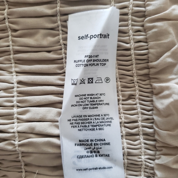 SELF-PORTRAIT- Ruffle Off Shoulder Cotton Poplin Top - Picture 10 of 15
